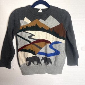 Baby Gap Grey Mountain Scene with Bears Winter Crewneck Sweater size 4